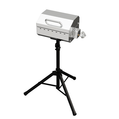 Barbecue portatif au gaz avec trépied pliable, brûleur au propane en acier inoxydable de 10 000 BTU, barbecue au gaz pour le camping, la saison, pique-nique et cour arrière (hauteur réglable de 32,2 à 37,5 po)