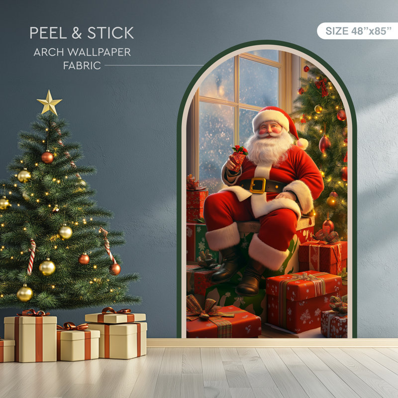 Décalcomanie de Noël, père Noël autocollant non-mural, H 28 po x l 48 po