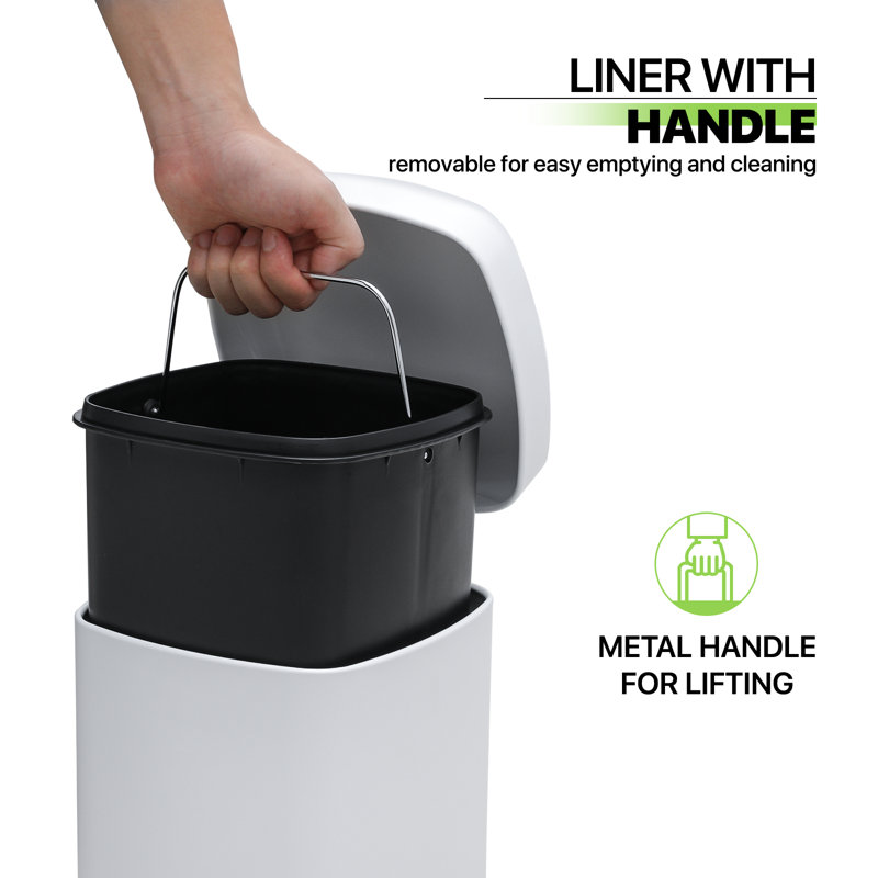 White Galvanized 1.6 Gallon Step Trash Can with Pedal