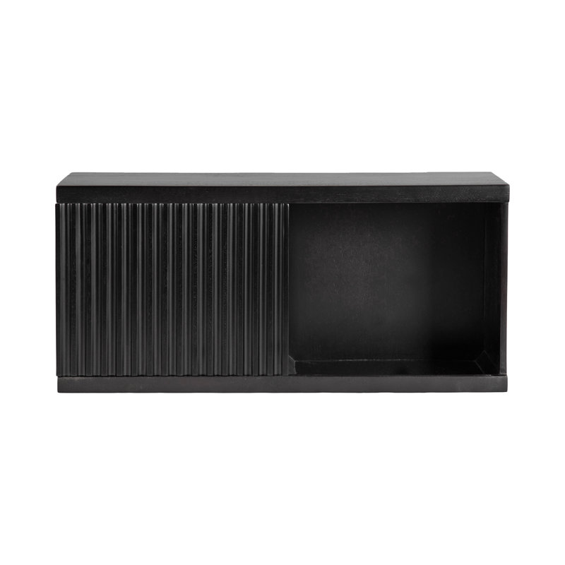 Wooden Wall Cabinet with Sliding Door, Satin Black