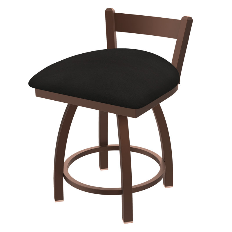 Tabouret de coiffeuse à dossier bas 18 po Catalina, Nickel anodisé, Vinyle - Espresso Canter