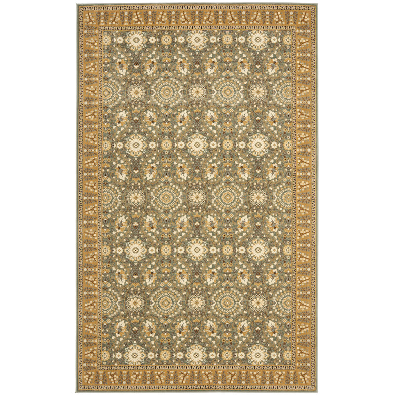 Santucci Oriental Blue/Caramel Area Rug, Rectangle 4' x 6'