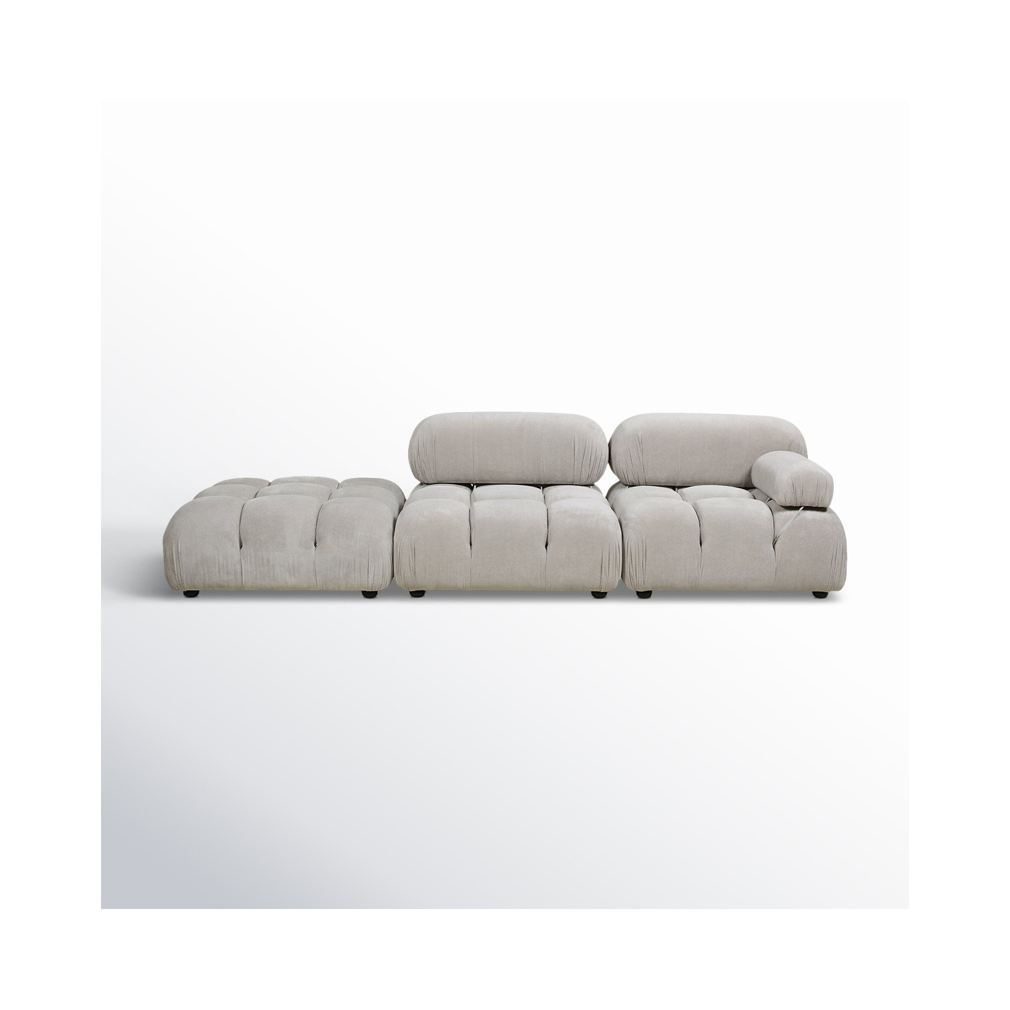 Sigma Upholstered Chaise Lounge, Pebble Gray Corduroy