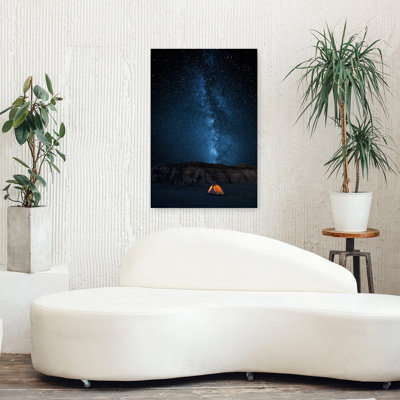 «Camping Under Milky Way Peaceful Serene Abstract Landscape Mountain», reproduction d'art murale