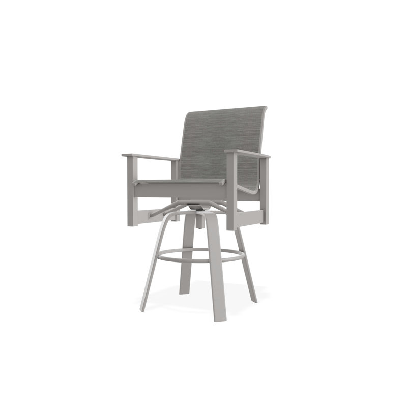 Fauteuil pivotant à hauteur de barre en polymère de qualité marine Leeward Sling, Gris chaleureux, Indigo Collect, 30"