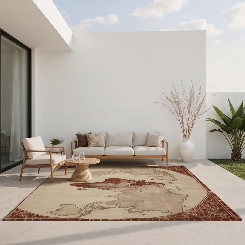 Tapis intérieur et extérieur à motif géométrique, Rectangle 1 pi 6 po x 2 pi 6 po