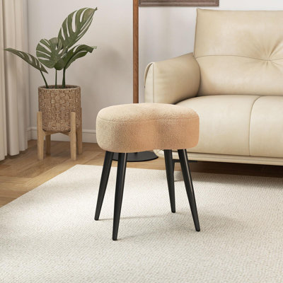 Tabouret de coiffeuse en velours, fauteuil de maquillage rembourré avec pieds en métal robustes, repose-pieds rembourré doux, tabouret d'appoint moderne (chameau, H 17,7 po)