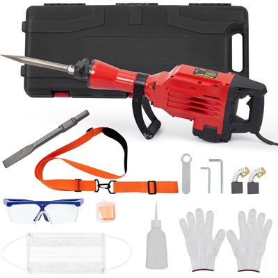 Heavy Duty Electric Demolition Jackhammer 2200W 65A, 4pcs Set, Aluminum Copper, 220V