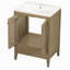 Meuble-lavabo de 24 po avec lavabo en céramique, armoire de rangement en osier avec deux portes et tiroirs, structure solide, naturel