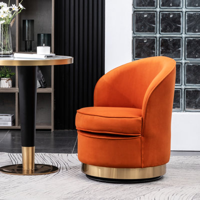 Chaise pivotante en velours orange S - Option confortable et élégante Chaise pivotante, sièges élégants