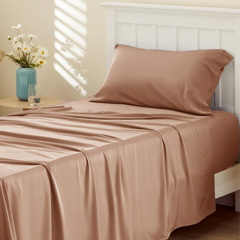 Essential Collection Cooling Rayon Derived from Bamboo Sheet Set, Queen Sheet Set with 2 Pillowcases, Taupe