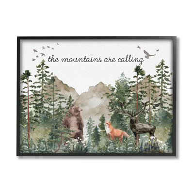 Mountains Are Calling Wilderness Animals Woodlands Trees by Amy Brinkman - Print