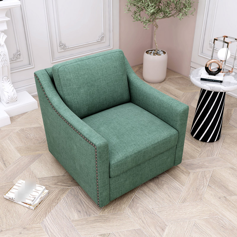 360 Degree Rotating Armchair - Blackish , Soft Foam Padding, For Dormitories And Living Rooms Swivel Room Chair Modern Style, 34.25 In. Depth, 30.8 Width