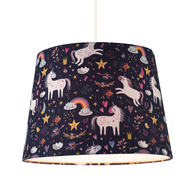 18cm H Cotton Drum Lamp Shade ( Screw On ) in Navy