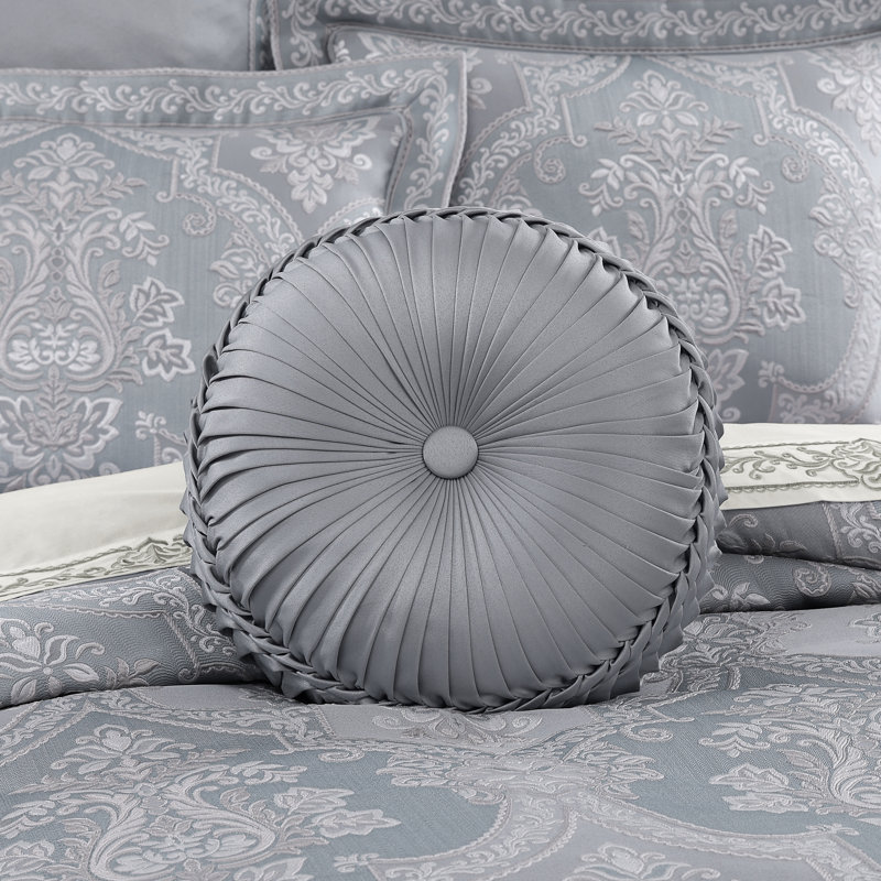 SONDRA - POWDER BLUE TUFTED ROUND DECORATIVE THROW PILLOW, Powder Blue