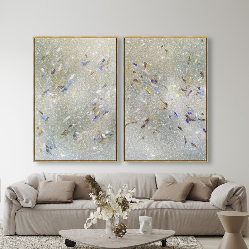 Spontaneous Traces Set Set by Oliver Gal, 92"H x 62"W, Gold Floater Frame