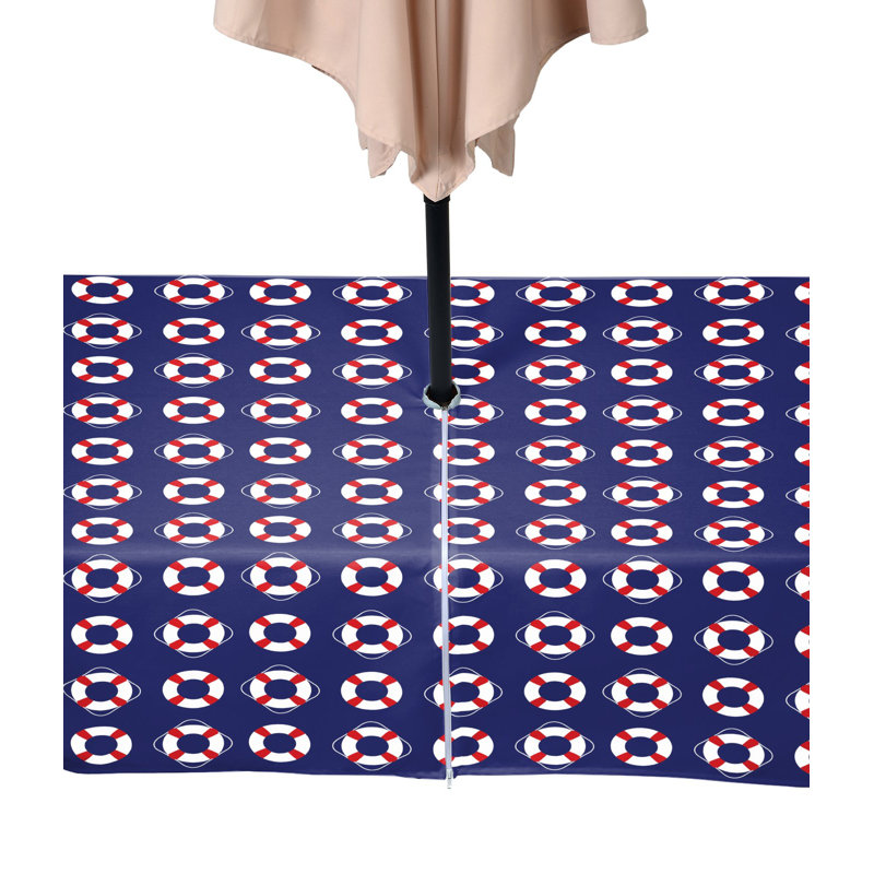 Nautical Life Savers Blue Outdoor Water Repellent Tablecloth, 104" x 60"
