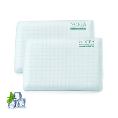 Ensemble de 2 coussins en mousse viscoélastique rafraîchissante de taille standard - extra doux et de soutien, housse lavable amovible pour tous les dormeurs