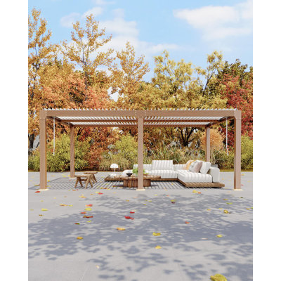 12'x20' Aluminum Pergola with Adjustable Louvred Roof - Heavy Duty Outdoor Gazebo with Drainage System for Patio, Deck, Backyard