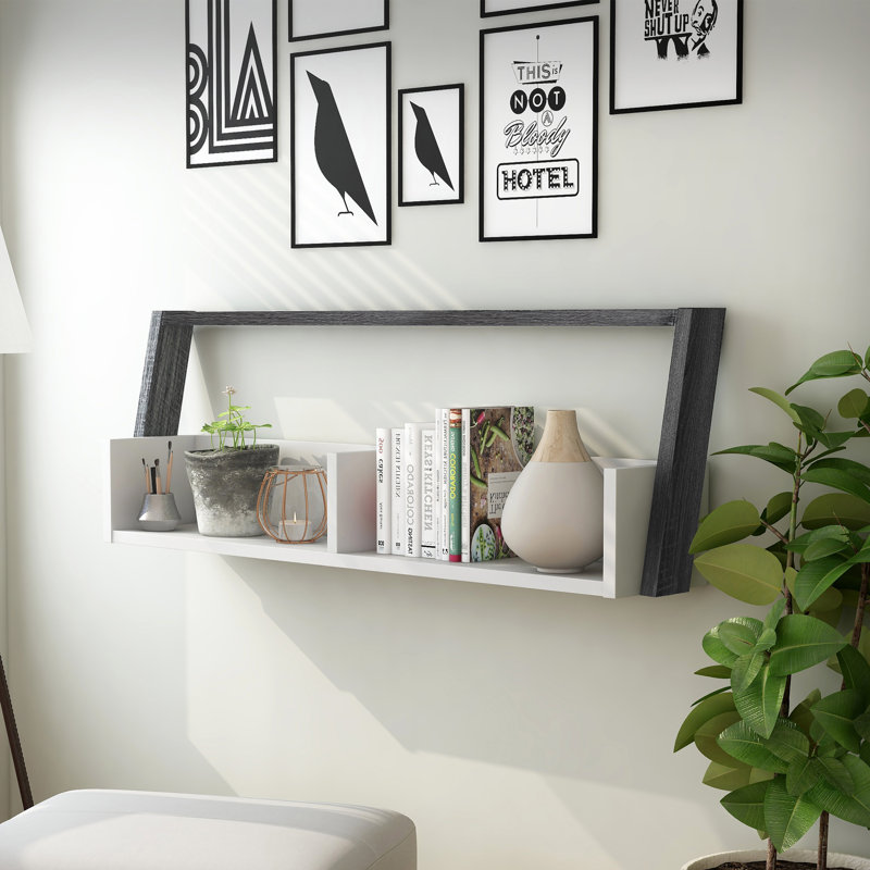 Fresquez 2 Piece Floating Shelf, 16.75" H x 49.5" W x 9" D, Distressed Gray