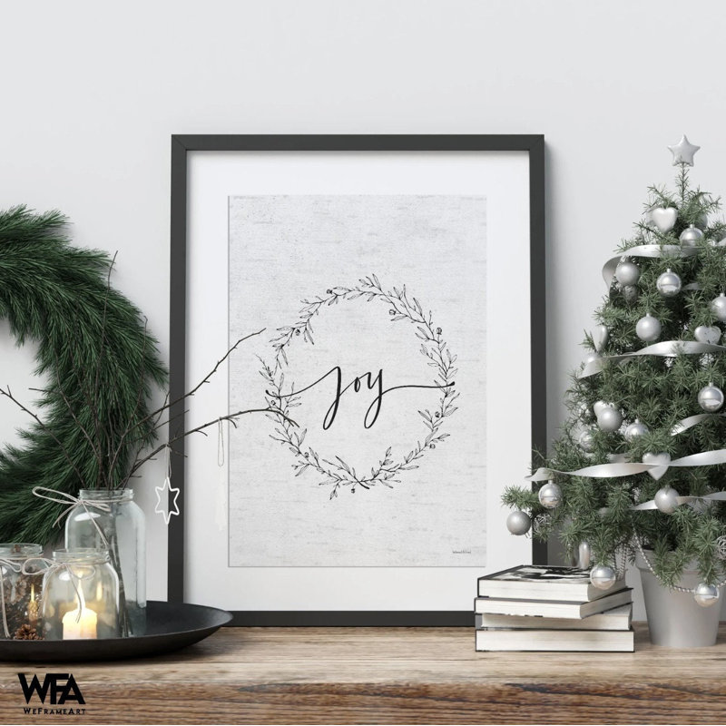 Joy Joy Christmas, Reproduction encadrée avec passe-partout, Noir, noir, noir, noir, H 16 po x l 12 po