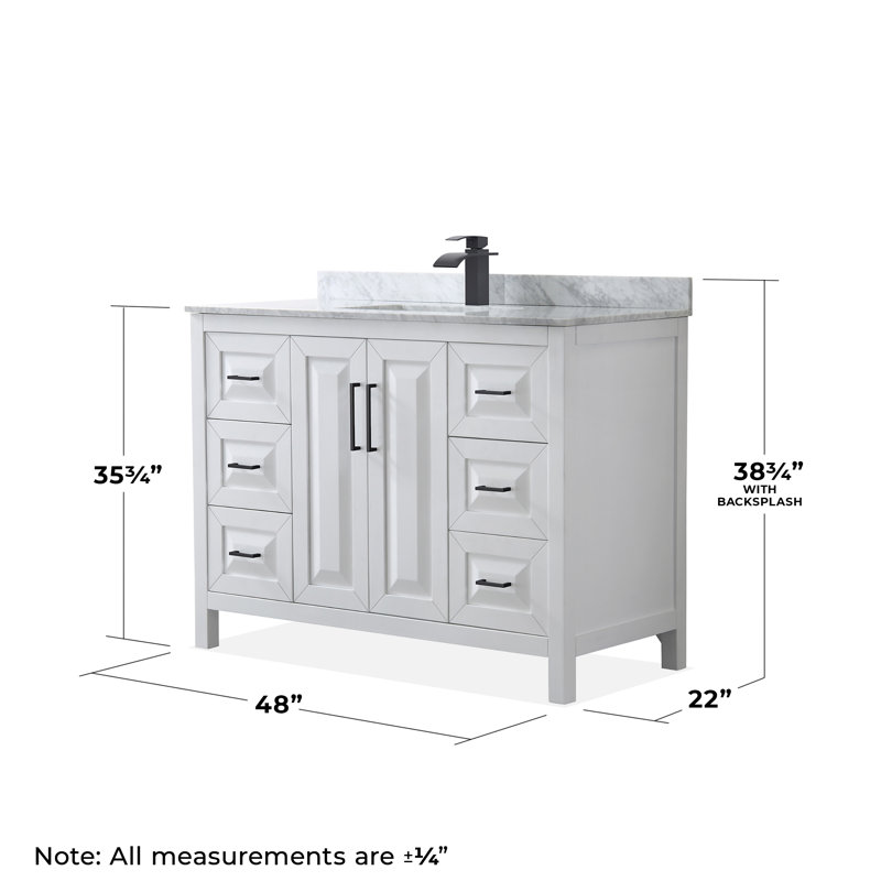 Daria 48'' W Single Vanity, White, Matte Black