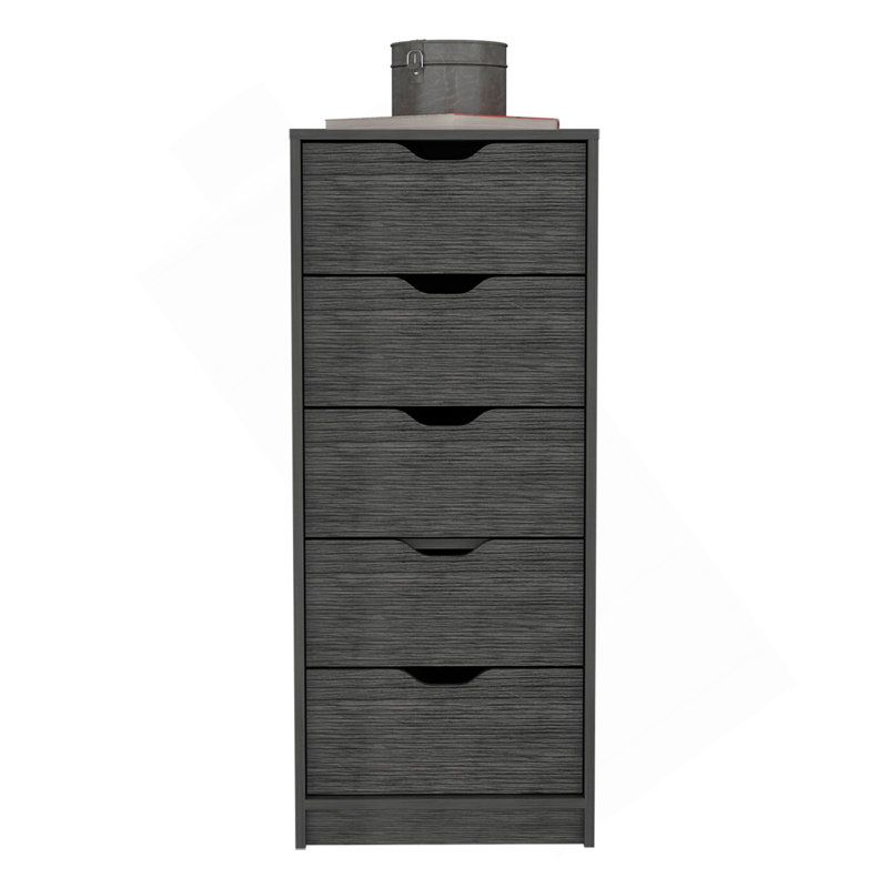 Commode étroite à 5 tiroirs, commode de rangement, chambre à coucher, chêne fumé 42H, Chêne