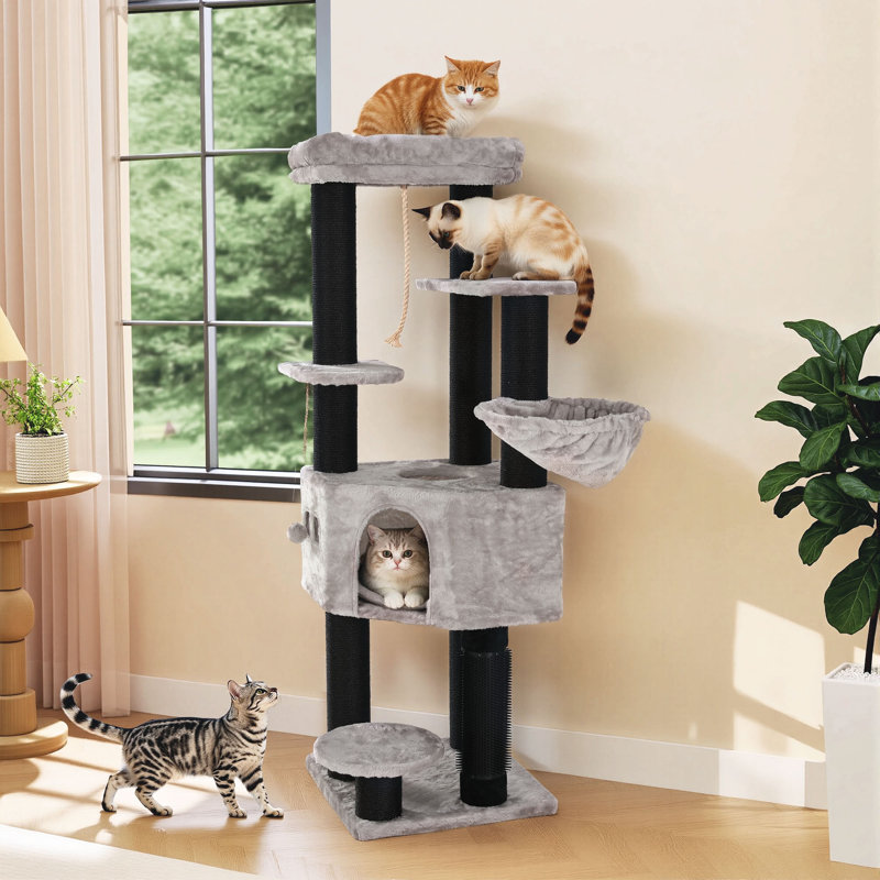 157 H Cat Tree, Black/Light Grey