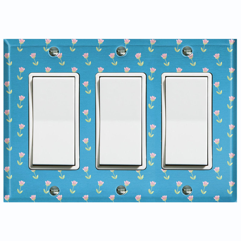 Plaque murale berçante 3 fleurs rose sarcelle