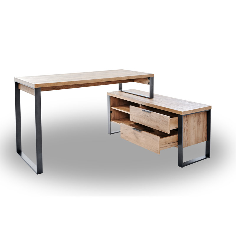 Francisque L-Shaped Metal Base Writing Desk