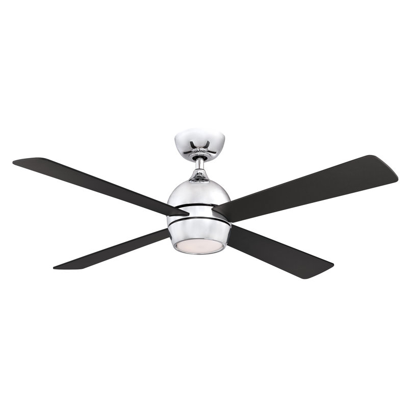 Sleek Chrome 52" Ceiling Fan with LED Light and Remote Control