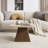 Modern Rectangular Travertine Textured Stone Coffee Table With Solid Wood Base For Living Room-244173190