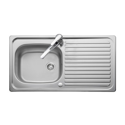 Linear 950 x 508mm stainless steel inset sink with 1 bowl and reversible drainer