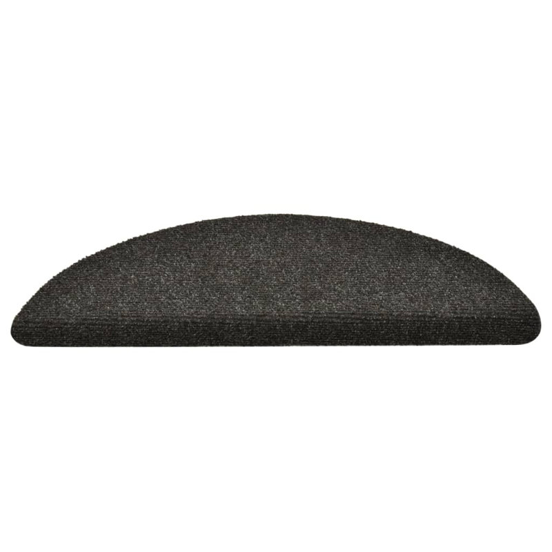 Argenys Self-adhesive Stair Mats Needle Punch, Anthracite, 15 Pieces Included, Semi-Circle 56cm x 17cm