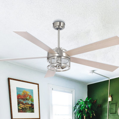 Ventilateur de plafond standard à 5 pales de 60 po avec télécommande et ensemble d'éclairage inclus