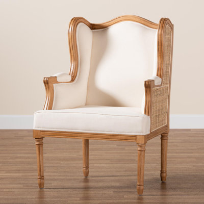 Alisson Upholstered Rattan and Bayur Wood Armchair