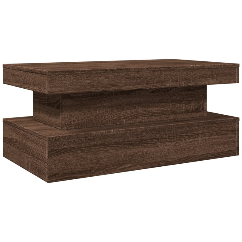 Table basse avec lumières DEL blanches 19,7 po x 19,7 po x 15,7 po