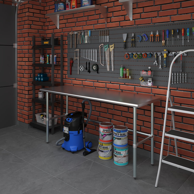 Table de travail en acier inoxydable, H 35 po x L 72 po x L 24 po