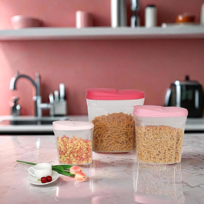 Ensemble de contenants en plastique emboîtables avec couvercles dégradés, Rouge