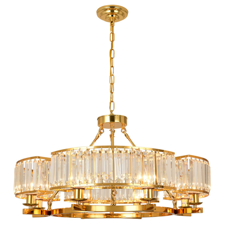 Cisa 8 - Light Dimmable Wagon Wheel Chandelier, Gold
