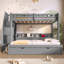 Lit simple superposé au dessus d'un lit double avec escalier de rangement, lit gigogne, tablettes de rangement, DEL et USB-2029694482
