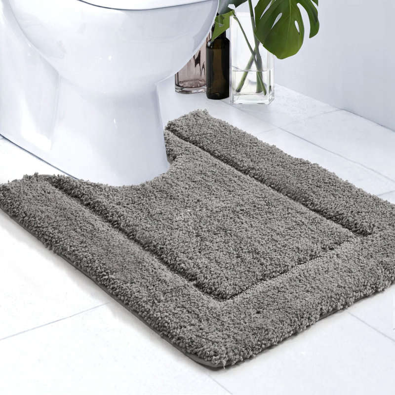 Toilet Rugs U Shaped, Extra Soft Plush Non Slip Washable Thick Contour Bath Rugs, 20 x 24, Dark Gray