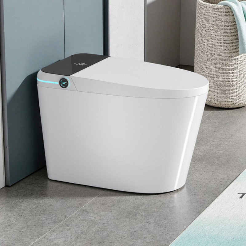 Modern Smart Toilet With Bidet Seat, Auto Open/Close, Foot Sensor, Warm Water & Dryer