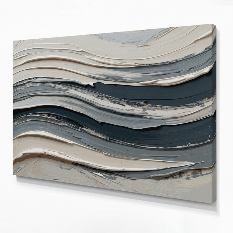 Art mural sur toile horizontal gris ardoise rayé horizontal, H 8 po x l 10 po