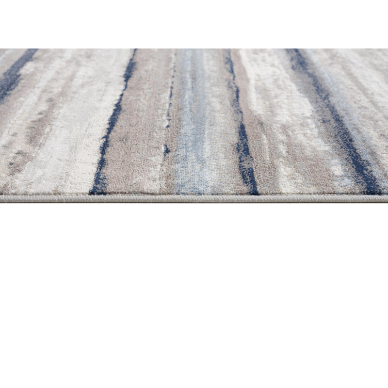 Rug Branch Rimal 2' x 16' (2'3" x 16')  Blue/Brown Abstract Indoor Runner Rug, Contemporary, Low Pile, Stain-Resistant Hallway Carpet - Entryway, Mudroom, Bedroom, and Kitchen