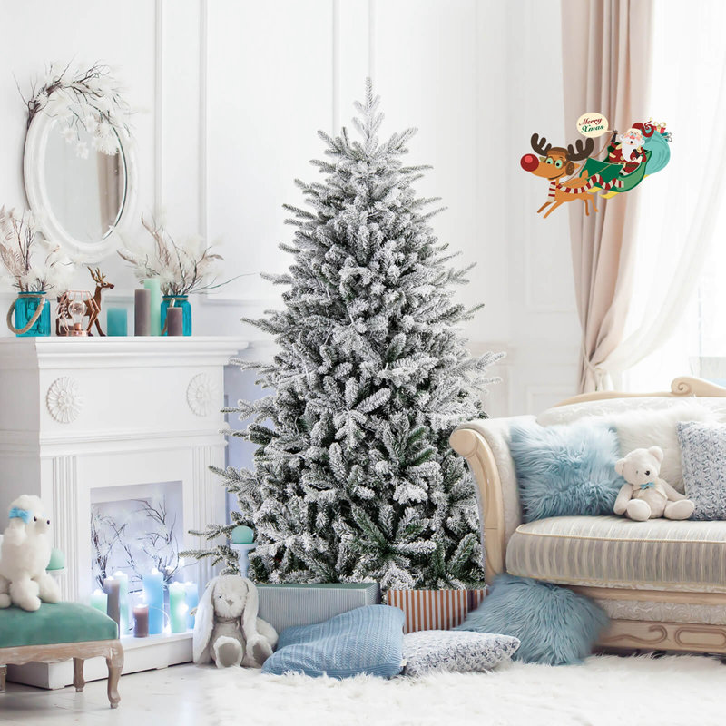 Sapin de Noël givré pré-éclairé, 6'
