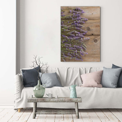 Lavender On The Wood - Wrapped Canvas Print