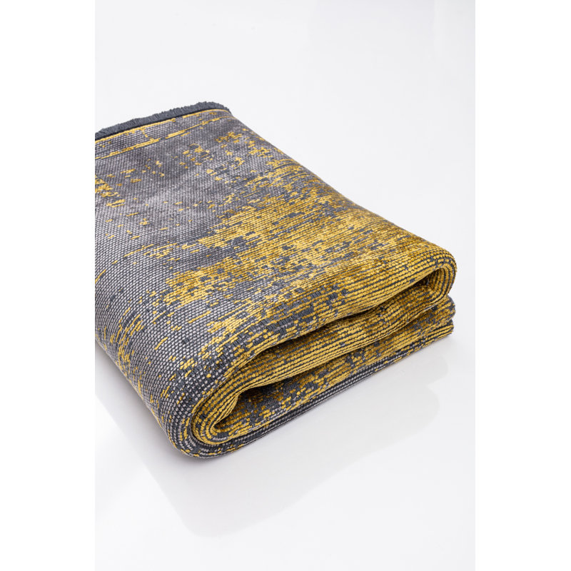 Rapture Dark Gray/Yellow Abstract Luxury Area Rug, Rectangle 7'10" x 11'2"