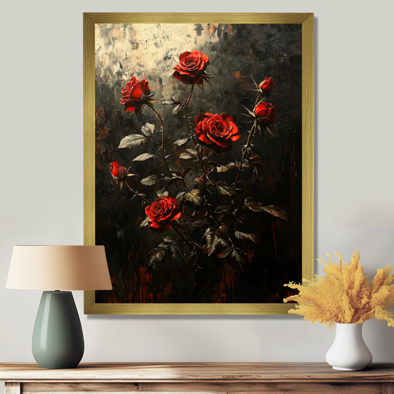 Blevins - Floral Canvas Wall Art, 40" H x 30" W, Reproduction encadrée d'une seule photo, Gold