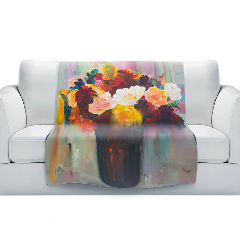 Couverture sherpa doux bouquet de fleurs, l 68 po x L 80 po